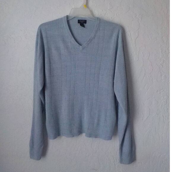 Dockers Men 2XL Blue V-Neck Pullover Knit Sweater Long Sleeves Squares Pattern - Picture 1 of 9